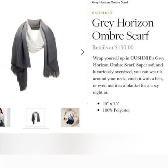 Carly Cushnie Scarf Ombre Print Black Gray and Cream - Picture 2 of 16